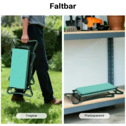 Wiltec Kniestuhl für Garten, Kniehocker bis 150 kg, Kniehocker mit einer Tasche, Kniebank mit gepolsterter Fläche, Gartenhocker zum Knien und Sitzen