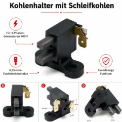 Wiltec Kohlenhalter mit Schleifkohlen für 3 Phasen 400 V Stromerzeuger – Ersatzteil – Bürstenschleifkohlen für Synchrongeneratoren mit AVR-Regelung