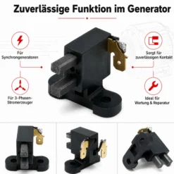 Wiltec Kohlenhalter mit Schleifkohlen für 3 Phasen 400 V Stromerzeuger – Ersatzteil – Bürstenschleifkohlen für Synchrongeneratoren mit AVR-Regelung
