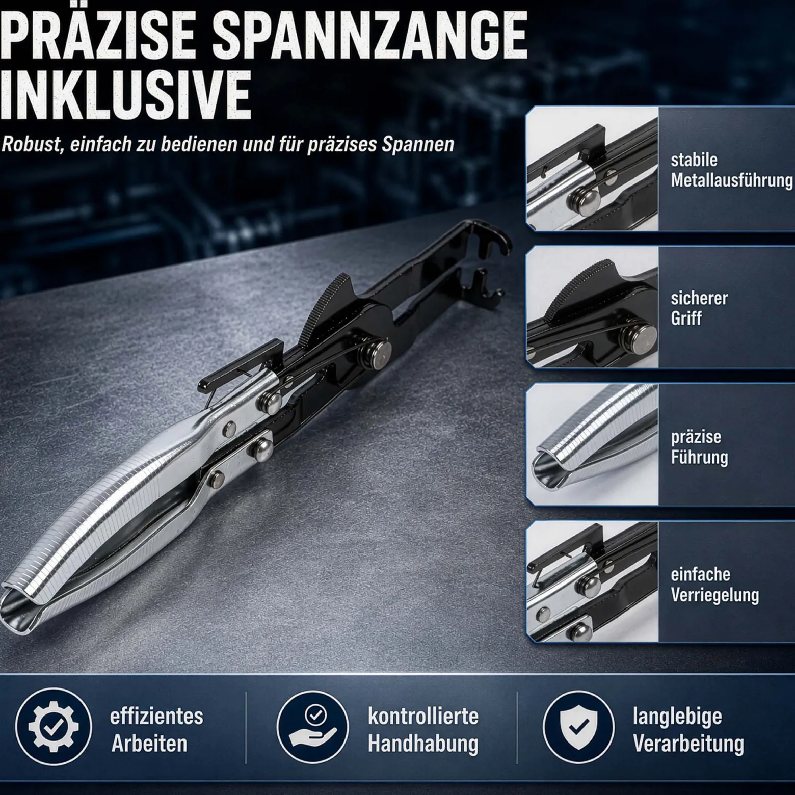 Wiltec Kolbenringspannband Set mit 6 Spannbändern 73-111 mm, inkl. Spannzange und Koffer zum Zusammendrücken der Kolbenringe, zur Montage von Kolben