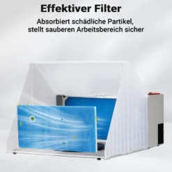 Wiltec Komplett Set Airbrush Absauganlage 4 m³/min, nur 47 dB, zur Absaugung von Farbe Farbnebel Sprühnebel, Filter erweiterbar, mit Abluft und Ersatzfilter, Lackierkabine für Airbrush-Arbeiten