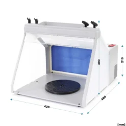 Wiltec Komplett Set Airbrush Absauganlage 4 m³/min, nur 52 dB, zur Absaugung von Farbe Farbnebel Sprühnebel, Filter erweiterbar, mit Abluft und Paint Station, Lackierkabine für Airbrush-Arbeiten