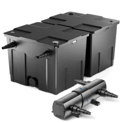 Wiltec Komplettset: CBF-350B Teichfilter bis 60000 L Teichfilteranlage als Durchlauffilter, CUV-224 Teichklärer UVC Klärer mit 24 Watt UV-C Leistung