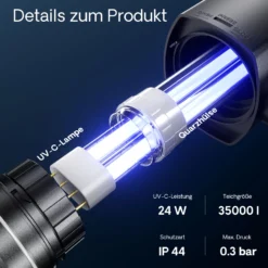 Wiltec Komplettset: CBF-350B Teichfilter bis 60000 L Teichfilteranlage als Durchlauffilter, CUV-224 Teichklärer UVC Klärer mit 24 Watt UV-C Leistung