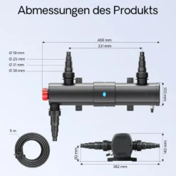 Wiltec Komplettset: CBF-350B Teichfilter bis 60000 L Teichfilteranlage als Durchlauffilter, CUV-224 Teichklärer UVC Klärer mit 24 Watt UV-C Leistung