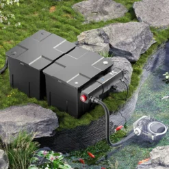Wiltec Komplettset: CBF-350B Teichfilter bis 60000 L Teichfilteranlage als Durchlauffilter, NEO10000 SuperECO Teichpumpe 10000l/h 80W, CUV-236 Teichklärer UVC Klärer mit 36W, 25m Teichschlauch 25 mm