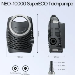 Wiltec Komplettset: CBF-350B Teichfilter bis 60000 L Teichfilteranlage als Durchlauffilter, NEO10000 SuperECO Teichpumpe 10000l/h 80W, CUV-236 Teichklärer UVC Klärer mit 36W, 25m Teichschlauch 25 mm