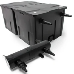 Wiltec Komplettset: CBF-350B Teichfilter bis 60000 L Teichfilteranlage als Durchlauffilter, CUV-218 Teichklärer UVC Klärer mit 18 Watt UV-C Leistung