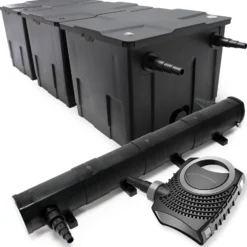 Wiltec Komplettset: CBF-350C Teichfilter bis 90000 L Teichfilteranlage als Durchlauffilter, NEO10000 SuperECO Teichpumpe 10000l/h 80W, CUV-272 Teichklärer UVC Klärer mit 72W