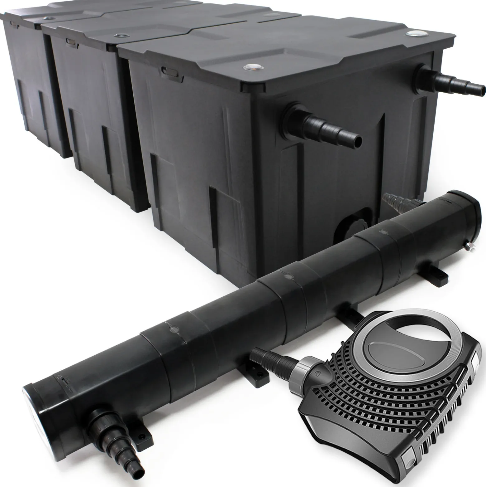 Wiltec Komplettset: CBF-350C Teichfilter bis 90000 L Teichfilteranlage als Durchlauffilter, NEO10000 SuperECO Teichpumpe 10000l/h 80W, CUV-272 Teichklärer UVC Klärer mit 72W