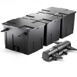 Wiltec Komplettset: CBF-350C Teichfilter bis 90000 L Teichfilteranlage als Durchlauffilter, CUV-224 Teichklärer UVC Klärer mit 24 Watt UV-C Leistung