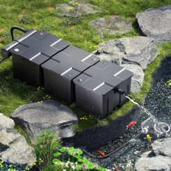 Wiltec Komplettset: CBF-350C Teichfilter bis 90000 L Teichfilteranlage Durchlauffilter, NEO12000 Teichpumpe 12000l/h 100W, CUV-272 Teichklärer 72W, 10m Teichschlauch 38 mm, Schlauchschellen W1 44-47mm