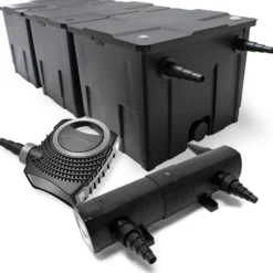 Wiltec Komplettset: CBF-350C Teichfilter bis 90000 L Teichfilteranlage als Durchlauffilter, NEO10000 SuperECO Teichpumpe 10000l/h 80W, CUV-236 Teichklärer UVC Klärer mit 36W