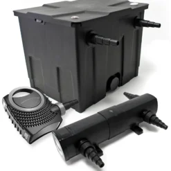 Wiltec Komplettset: CBF-350 Teichfilter bis 12000 L Teichfilteranlage als Durchlauffilter, NEO10000 SuperECO Teichpumpe 10000l/h 80W, CUV-218 Teichklärer UVC Klärer mit 18W