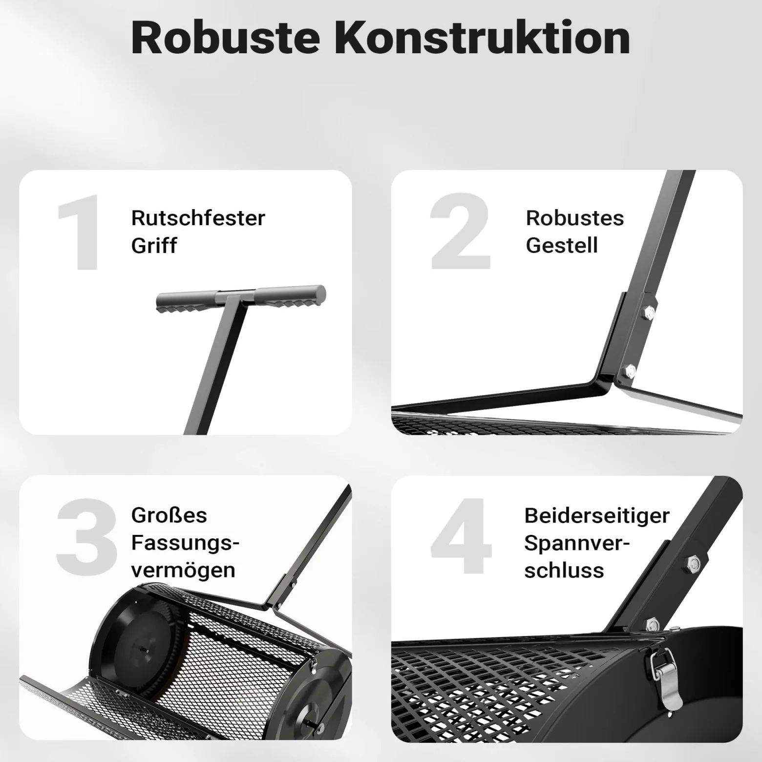Wiltec Kompoststreuer 75 l mit 60 cm Arbeitsbreite, Düngerstreuer für Kompost, Mist u. Kalk, Gartenstreuer auch für Aussaat, Torfmoosstreuer mit Griff
