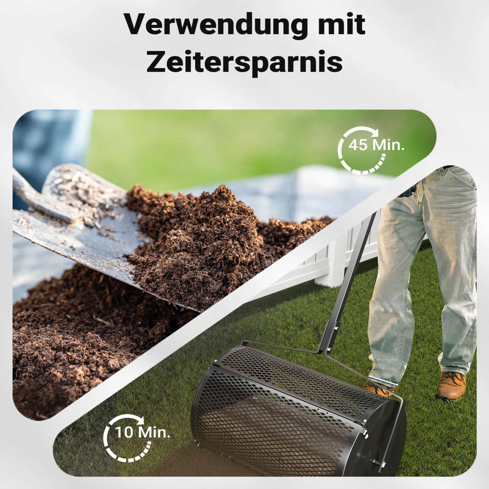 Wiltec Kompoststreuer 75 l mit 60 cm Arbeitsbreite, Düngerstreuer für Kompost, Mist u. Kalk, Gartenstreuer auch für Aussaat, Torfmoosstreuer mit Griff
