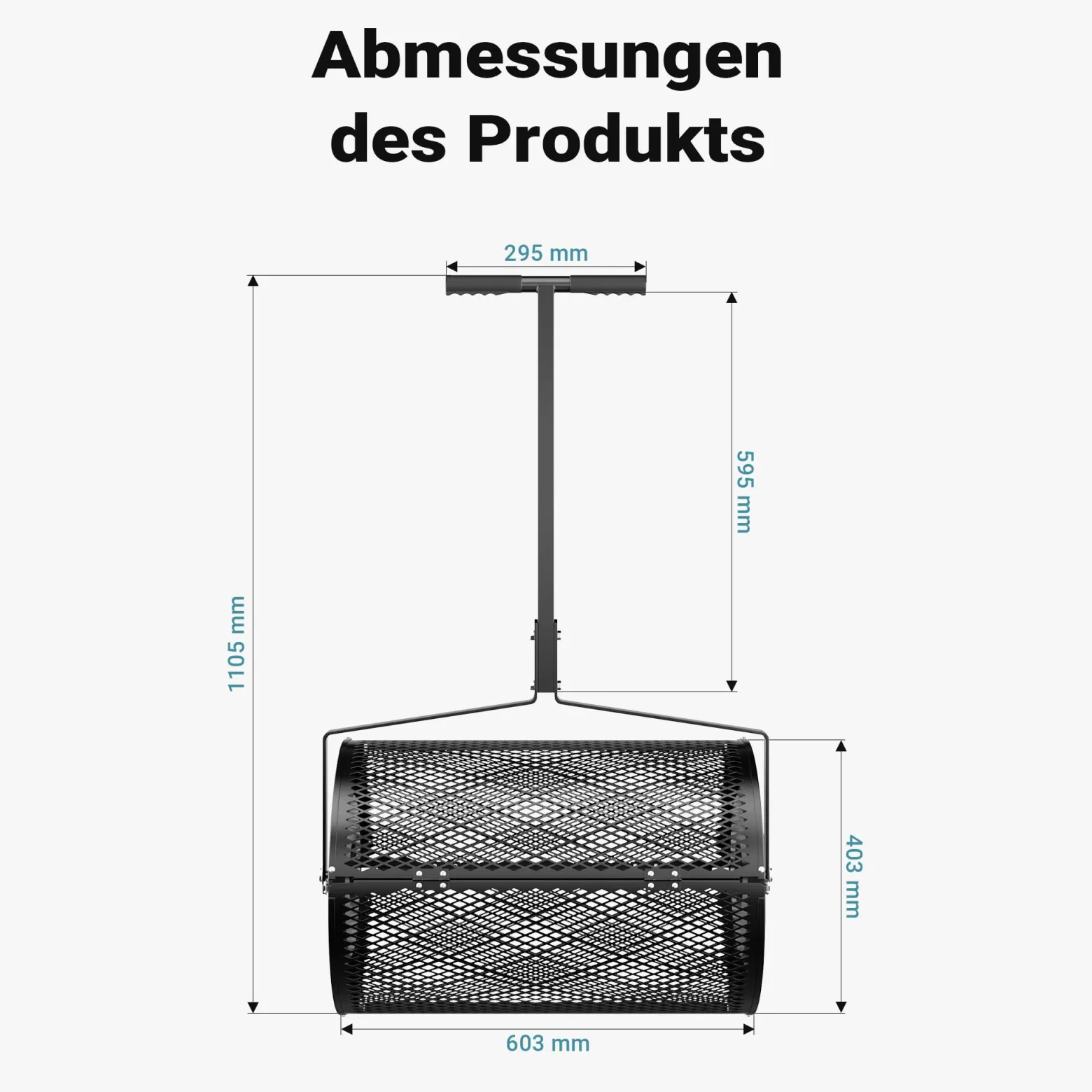 Wiltec Kompoststreuer 75 l mit 60 cm Arbeitsbreite, Düngerstreuer für Kompost, Mist u. Kalk, Gartenstreuer auch für Aussaat, Torfmoosstreuer mit Griff