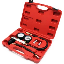Wiltec Kompressionsdruckprüfer für Benzinmotoren zur Diagnose von Zylinderleckagen Set im Koffer mit Adaptern Kompressionsmessgerät Kompressionstester