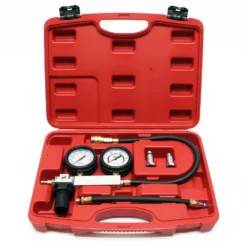 Wiltec Kompressionsdruckprüfer für Benzinmotoren zur Diagnose von Zylinderleckagen Set im Koffer mit Adaptern Kompressionsmessgerät Kompressionstester