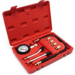 Wiltec Kompressionsmessgerät 0-20 bar für PKW/ LKW Benzinmotoren Kompressionsprüfer 9-teiliges Set im Kunststoffkoffer Kompressionstester Messgerät