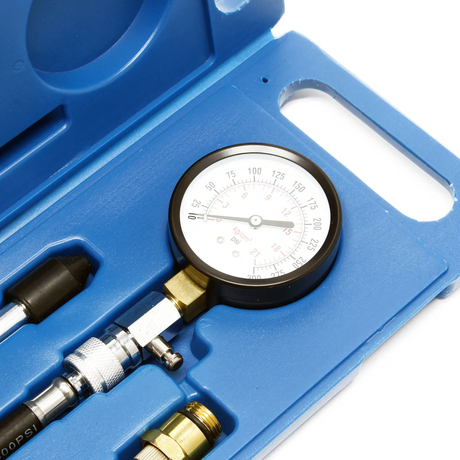 Wiltec Kompressionsmessgerät 0-20 bar für Benzinmotoren 3-teiliges Set im Koffer für PKW LKW Kompressionsmessgerät Kompressionstester Messgerät Tester