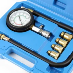 Wiltec Kompressionstester 0–20 bar für Benzinmotor Kompressionsprüfer mit Adapter M10 M12 M14 M18 8-teiliges Set im Koffer Kompressionsmessgerät