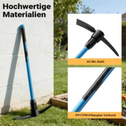 Wiltec Kreuzhacke mit Stahlkopf und Fiberglasstiel, Spitzhacke mit gummierten Griff, Gartenhacke mit 925 mm Stiel, Hacke für Garten und Landschaftsbau