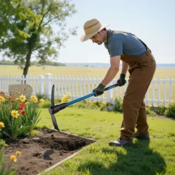 Wiltec Kreuzhacke mit Stahlkopf und Fiberglasstiel, Spitzhacke mit gummierten Griff, Gartenhacke mit 925 mm Stiel, Hacke für Garten und Landschaftsbau