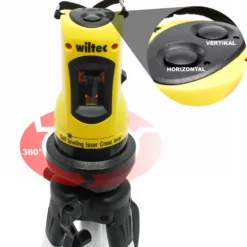 Wiltec Kreuzlinienlaser selbstnivellierend mit Stativ 1,2 m, ±0,5 mm/m genau, Rotationslaser zum Vermessen von Winkeln und Flächen, Nivelliergerät