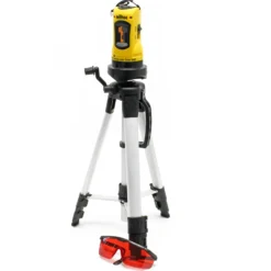 Wiltec Kreuzlinienlaser selbstnivellierend mit Stativ 1,2 m, ±0,5 mm/m genau, Rotationslaser zum Vermessen von Winkeln und Flächen, Nivelliergerät
