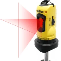 Wiltec Kreuzlinienlaser selbstnivellierend mit Stativ 1,2 m, ±0,5 mm/m genau, Rotationslaser zum Vermessen von Winkeln und Flächen, Nivelliergerät