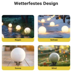 Wiltec Kugelleuchte Ø 30 cm mit Erdspieß, Gartenleuchte 40 W mit Kugellampe, Gartenbeleuchtung mit E-27 Fassung, IP44 Außenbeleuchtung Garten