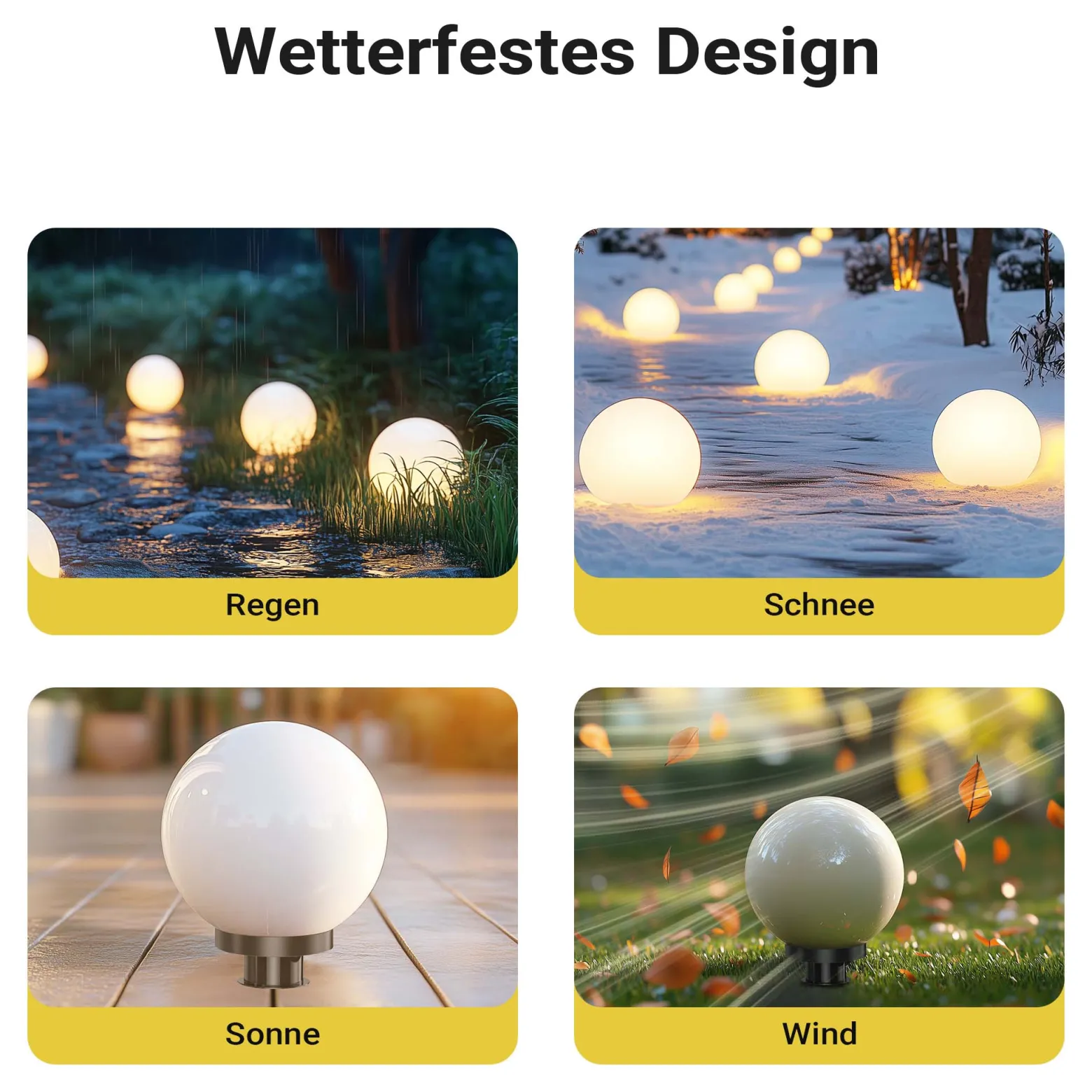 Wiltec Kugelleuchte Ø 30 cm mit Erdspieß, Gartenleuchte 40 W mit Kugellampe, Gartenbeleuchtung mit E-27 Fassung, IP44 Außenbeleuchtung Garten