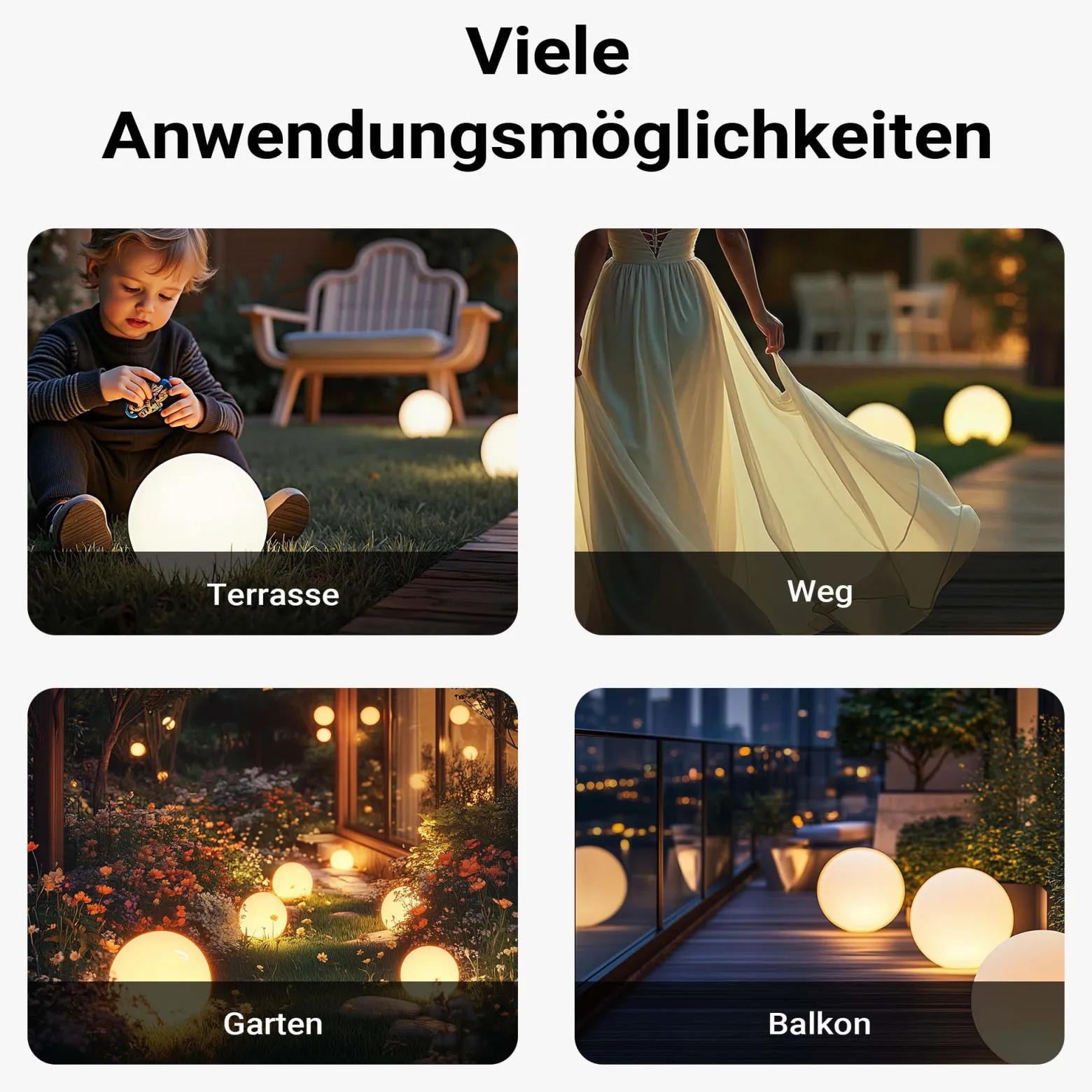 Wiltec Kugelleuchte Ø 30 cm mit Erdspieß, Gartenleuchte 40 W mit Kugellampe, Gartenbeleuchtung mit E-27 Fassung, IP44 Außenbeleuchtung Garten