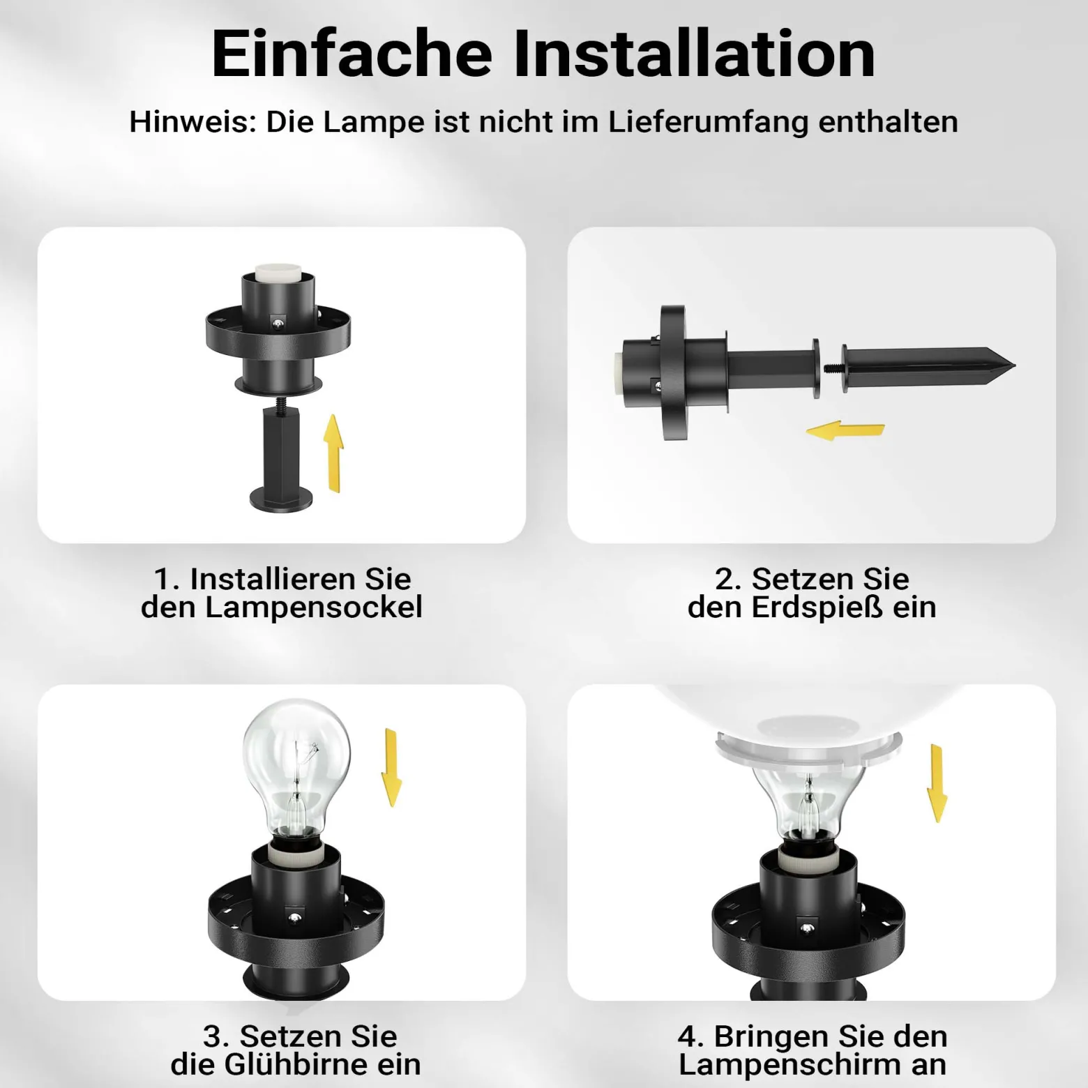 Wiltec Kugelleuchte Ø 30 cm mit Erdspieß, Gartenleuchte 40 W mit Kugellampe, Gartenbeleuchtung mit E-27 Fassung, IP44 Außenbeleuchtung Garten
