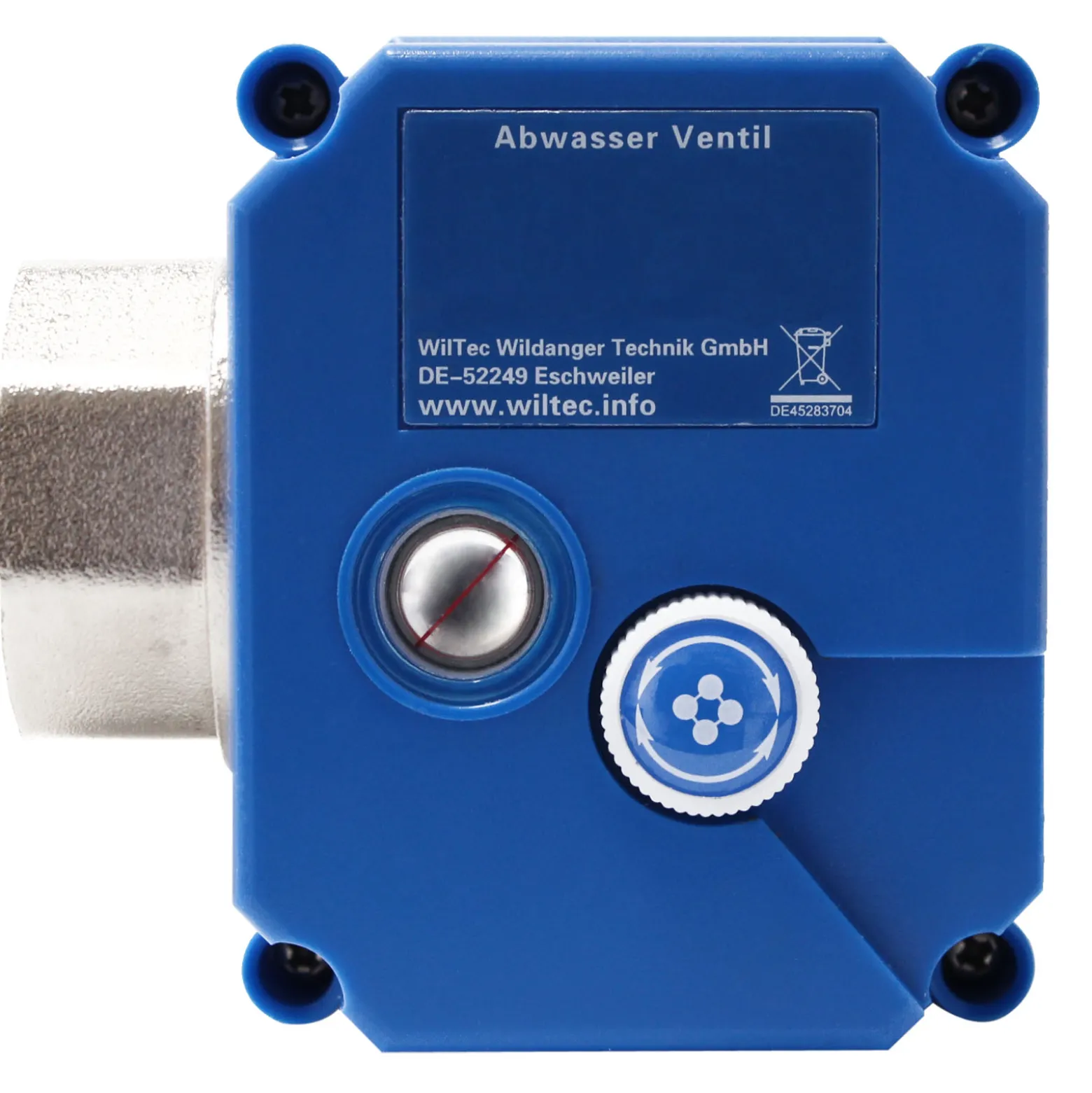 Wiltec Kugelventil für Abwasser Ø 25 mm (1"), Entleerungsventil für DC 12 V mit Notentriegelung, Rückschlagventil für Wohnmobil & Wohnwagen