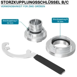 Wiltec Kupplungsschlüssel für Storz Kupplungen - Größen B 75 C 52 zum Lösen