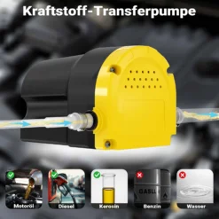 Wiltec Ölabsaugpumpe 12 V 60 W, 130 x 130 x 85 mm, 1,5 l/min, Absaugpumpe für Diesel, Biodiesel, Heizöl, Dieselpumpe Ölpumpe Heizölpumpe für den Ölwechsel