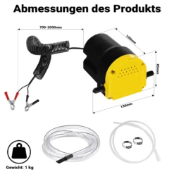 Wiltec Ölabsaugpumpe 12 V 60 W, 130 x 130 x 85 mm, 1,5 l/min, Absaugpumpe für Diesel, Biodiesel, Heizöl, Dieselpumpe Ölpumpe Heizölpumpe für den Ölwechsel