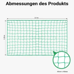 Wiltec Ladungssicherungsnetz Grün 2,1x1,25m Masche 4,5x4,5 cm Stärke 3 mm Polypropylen Transportnetz für Anhänger mit Randkördel Witterungsbeständig Ladung Sicherheit