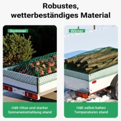 Wiltec Ladungssicherungsnetz 3x6 m Grün Masche 4,5x4,5 cm Stärke 3 mm Polypropylen Transportnetz für Anhänger mit Randkordel Polypropylen Witterungsbeständig Ladung Sicherheit