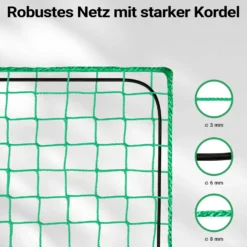 Wiltec Ladungssicherungsnetz 3x6 m Grün Masche 4,5x4,5 cm Stärke 3 mm Polypropylen Transportnetz für Anhänger mit Randkordel Polypropylen Witterungsbeständig Ladung Sicherheit