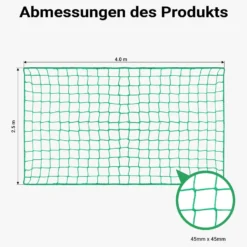 Wiltec Ladungssicherungsnetz 4x2,5m Grün Masche 4,5x4,5 cm Stärke 3 mm Polypropylen Transportnetz für Anhänger mit Randkördel Witterungsbeständig Ladung Sicherheit