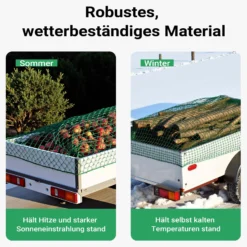 Wiltec Ladungssicherungsnetz 3,5x2,5m Grün Masche 4,5x4,5 cm Stärke 3 mm Polypropylen Transportnetz für Anhänger mit Randkördel Witterungsbeständig Ladung Sicherheit