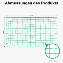 Wiltec Ladungssicherungsnetz 4x2m Grün Masche 4,5x4,5 cm Stärke 3 mm Polypropylen Transportnetz für Anhänger mit Randkördel Witterungsbeständig Ladung Sicherheit