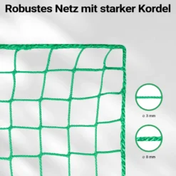 Wiltec Ladungssicherungsnetz 3,5x2m Grün Masche 3,5x2m Stärke 3 mm Polypropylen Transportnetz für Anhänger mit Randkördel Witterungsbeständig Ladung Sicherheit