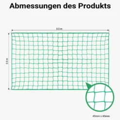 Wiltec Ladungssicherungsnetz 3,5x2m Grün Masche 3,5x2m Stärke 3 mm Polypropylen Transportnetz für Anhänger mit Randkördel Witterungsbeständig Ladung Sicherheit