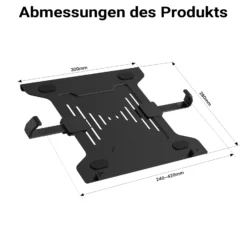 Wiltec Laptopablage für Monitorhalter, Laptopständer aus Stahl mit Breitenanpassung, Laptophalter kompatibel mit VESA 100 x 100 und 75 x 75, Notebook Halterung mit Rutschschutz