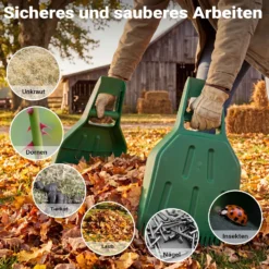 Wiltec Laubgreifer Kunststoff 57,1 x 33,7 x 7,6 cm, 2er Set Laubsammler mit breiter Öffnung, Laubkralle mit Zinken und ergonomischem Griff