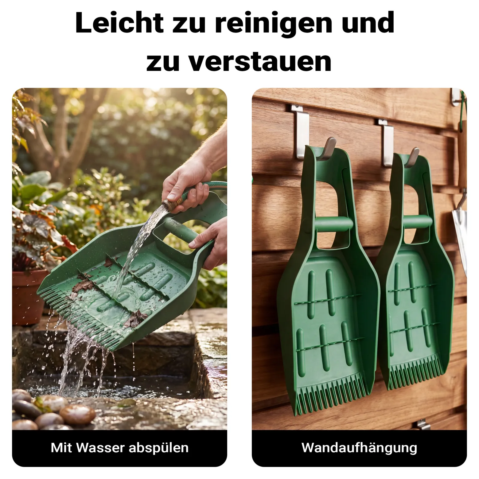 Wiltec Laubgreifer Kunststoff 57,1 x 33,7 x 7,6 cm, 2er Set Laubsammler mit breiter Öffnung, Laubkralle mit Zinken und ergonomischem Griff